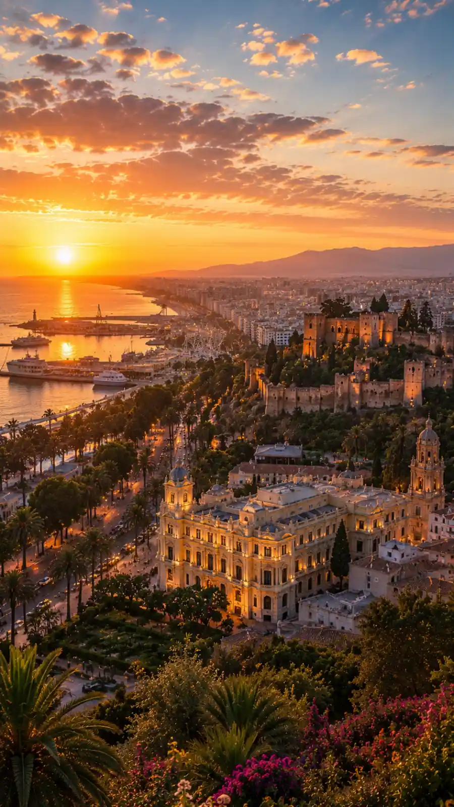 Malaga — porto e panorama sulla Costa del Sol